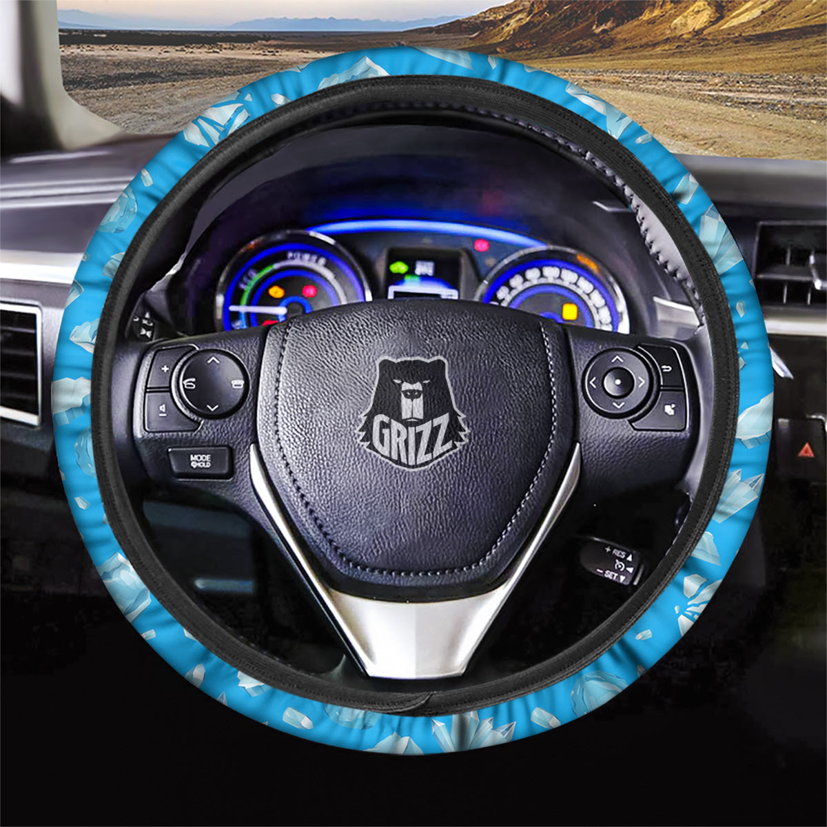 Ice Caps Snowdrifts And Icicles Print Pattern Car Steering Wheel Cover-grizzshop