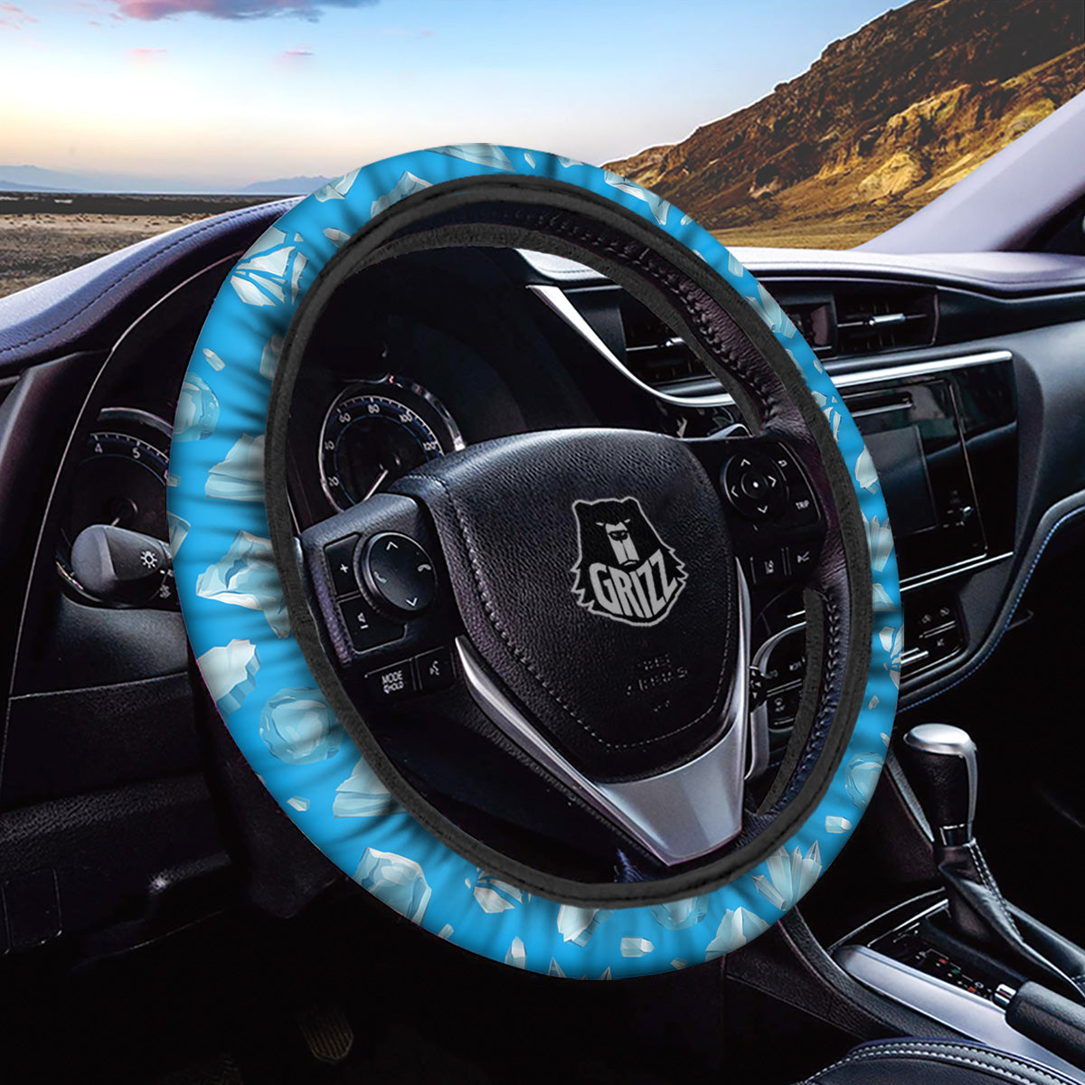 Ice Caps Snowdrifts And Icicles Print Pattern Car Steering Wheel Cover-grizzshop