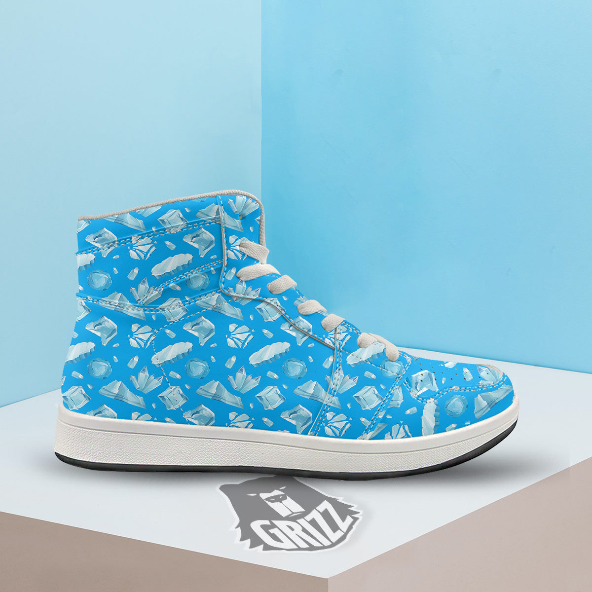 Ice Caps Snowdrifts And Icicles Print Pattern High Top Sneakers-grizzshop