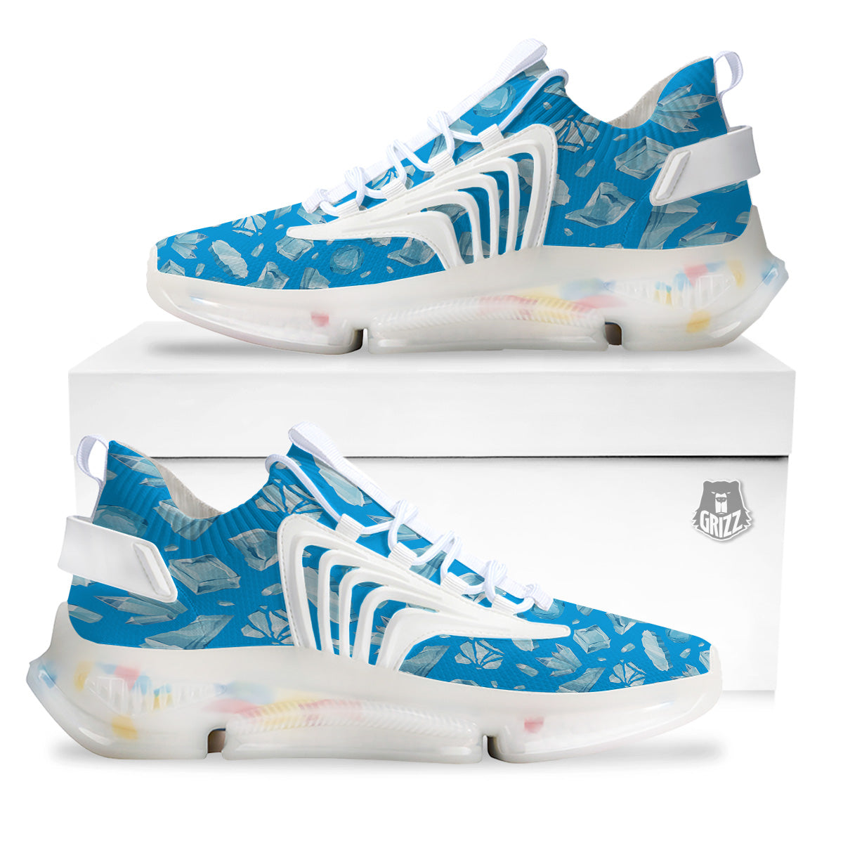 Ice Caps Snowdrifts And Icicles Print Pattern White Gym Shoes-grizzshop