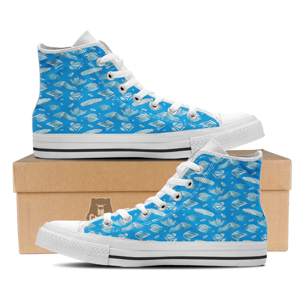 Ice Caps Snowdrifts And Icicles Print Pattern White High Top Shoes-grizzshop