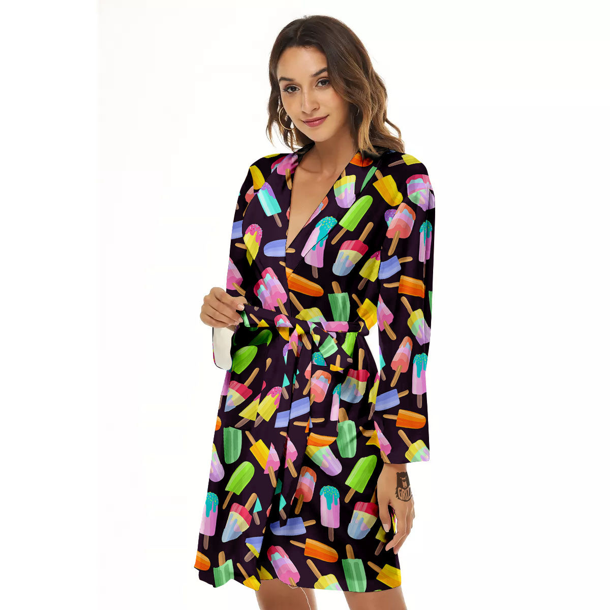 Ice Cream Colorful Print Pattern Women's Robe-grizzshop