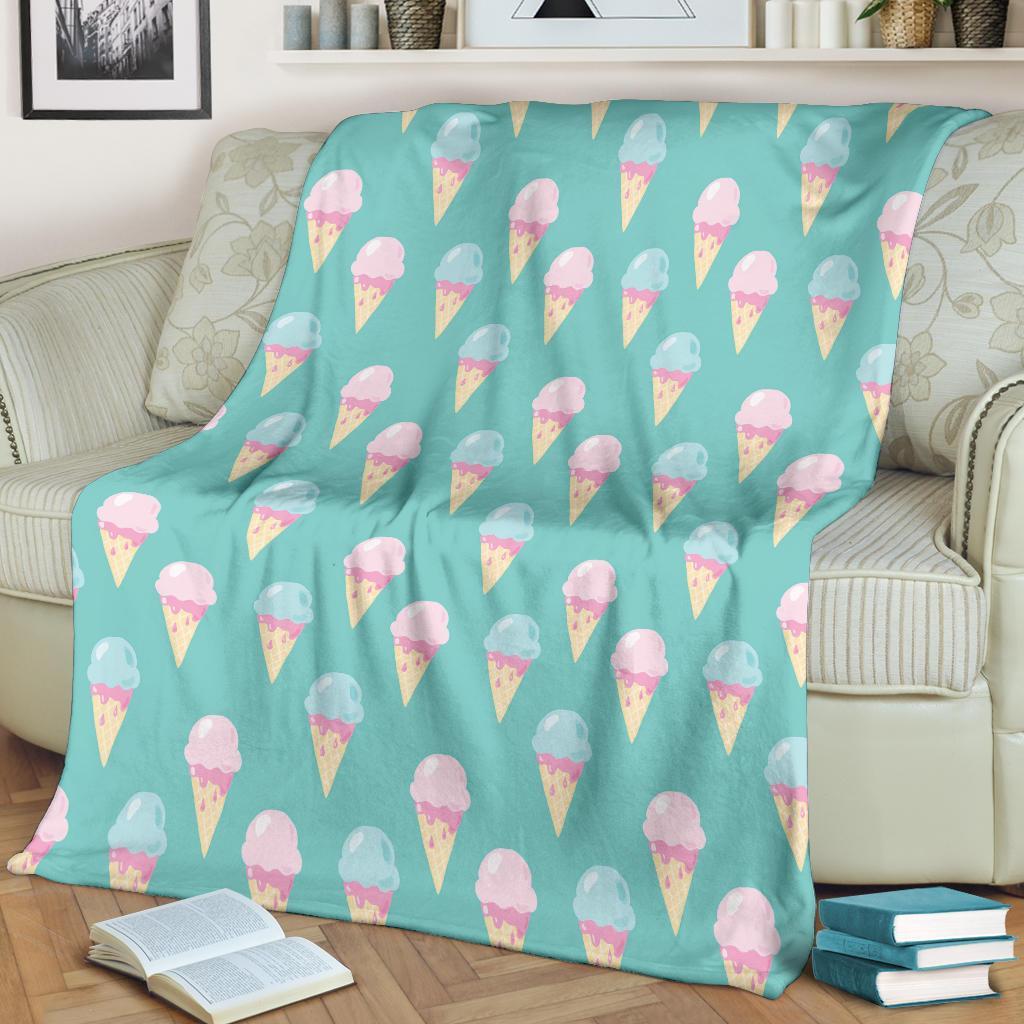 Ice Cream Cone Pastel Pattern Print Blanket-grizzshop