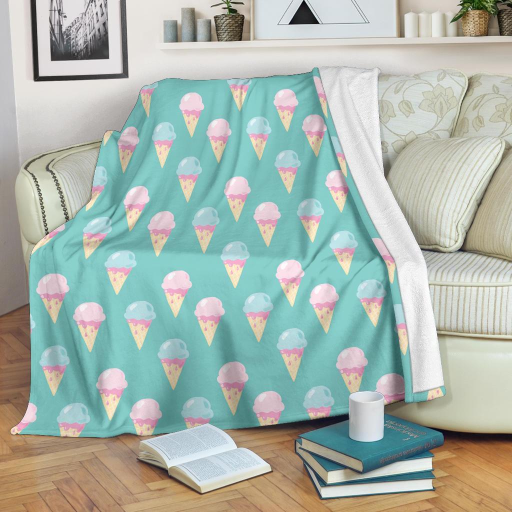 Ice Cream Cone Pastel Pattern Print Blanket-grizzshop