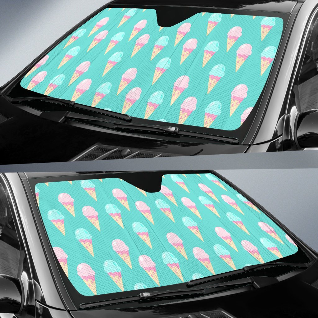 Ice Cream Cone Pastel Pattern Print Car Sun Shade-grizzshop