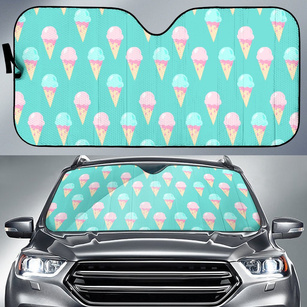 Ice Cream Cone Pastel Pattern Print Car Sun Shade-grizzshop
