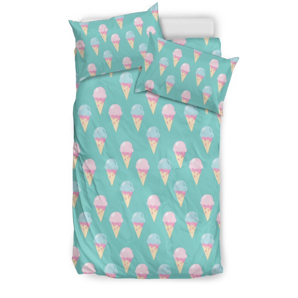 Ice Cream Cone Pastel Pattern Print Duvet Cover Bedding Set-grizzshop