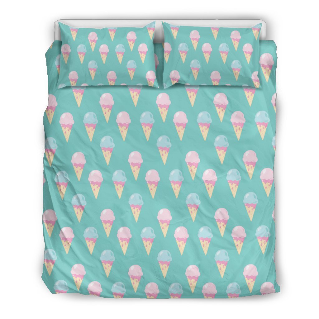 Ice Cream Cone Pastel Pattern Print Duvet Cover Bedding Set-grizzshop