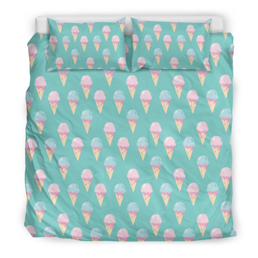 Ice Cream Cone Pastel Pattern Print Duvet Cover Bedding Set-grizzshop