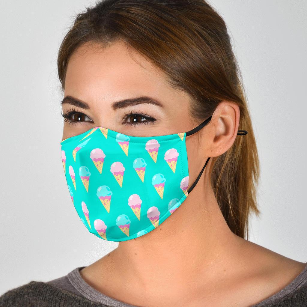 Ice Cream Cone Pastel Pattern Print Face Mask-grizzshop