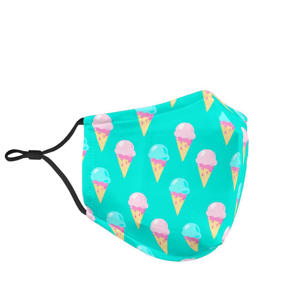 Ice Cream Cone Pastel Pattern Print Face Mask-grizzshop