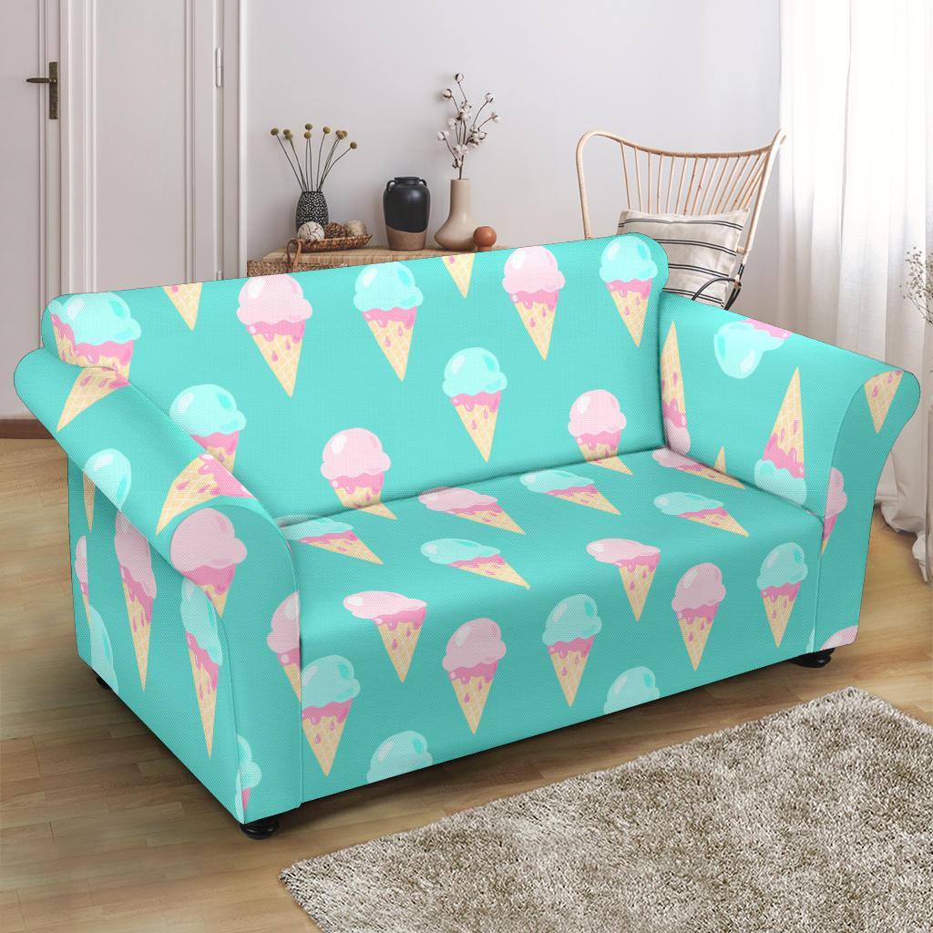 Ice Cream Cone Pastel Pattern Print Loveseat Cover-grizzshop