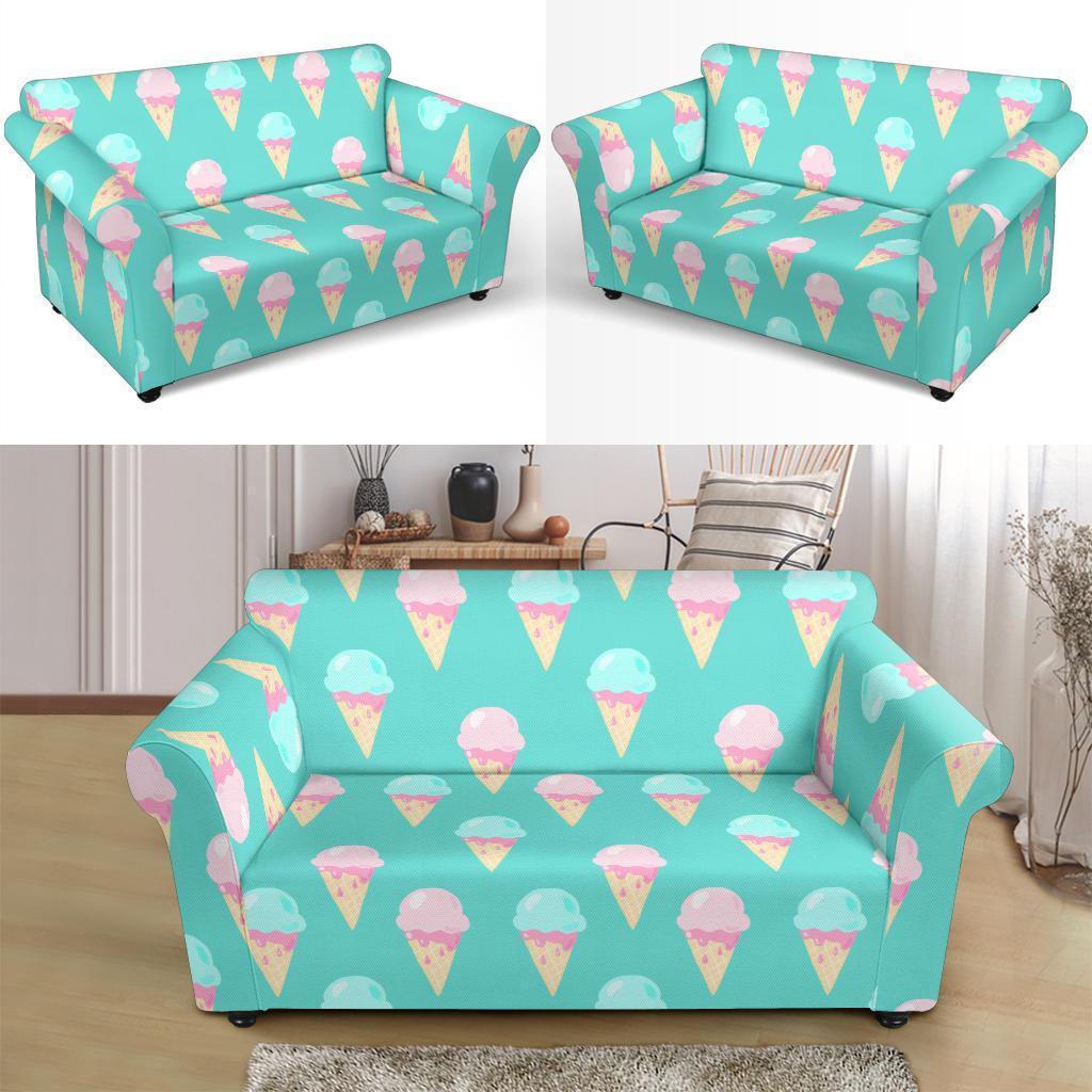 Ice Cream Cone Pastel Pattern Print Loveseat Cover-grizzshop