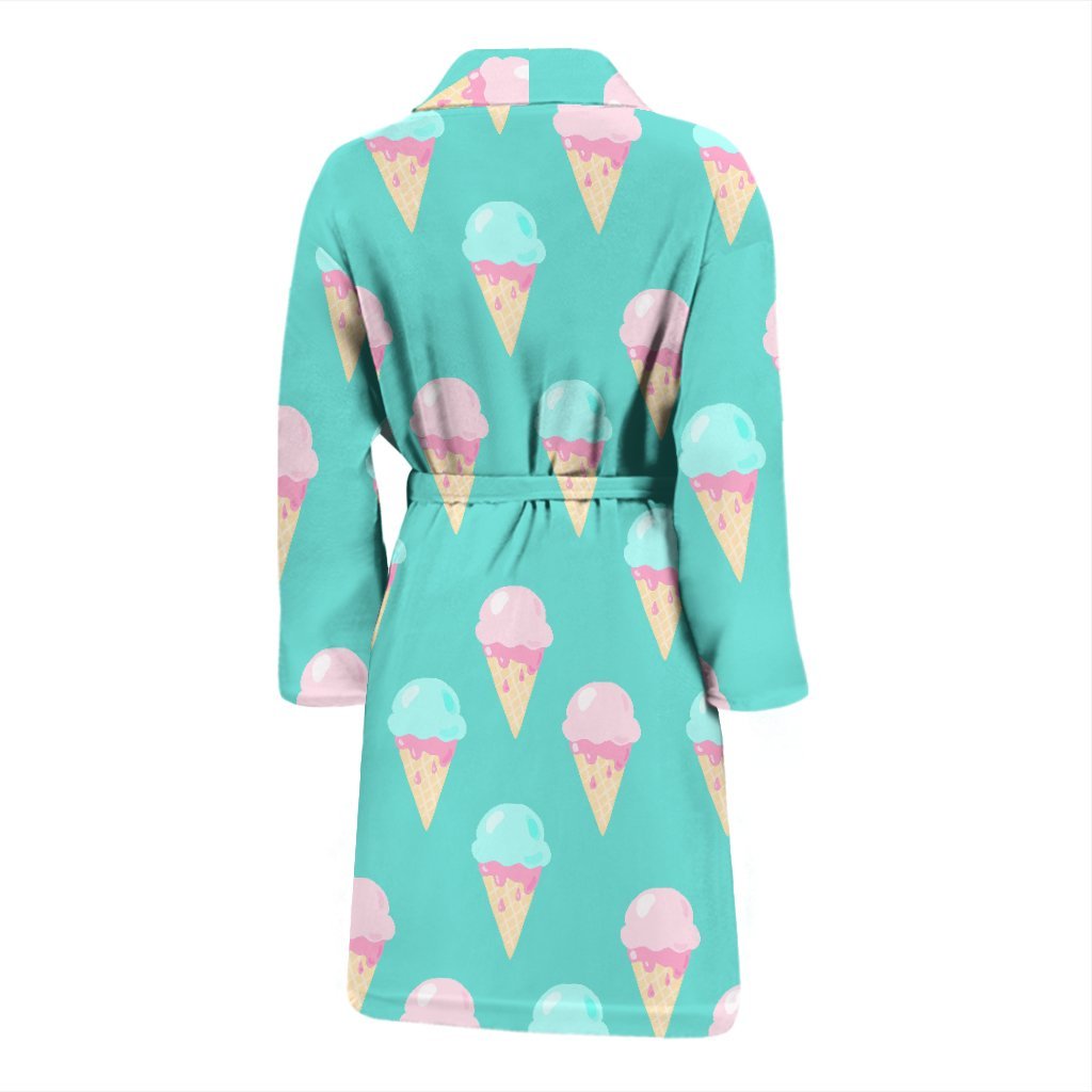 Ice Cream Cone Pastel Pattern Print Men Long Robe-grizzshop