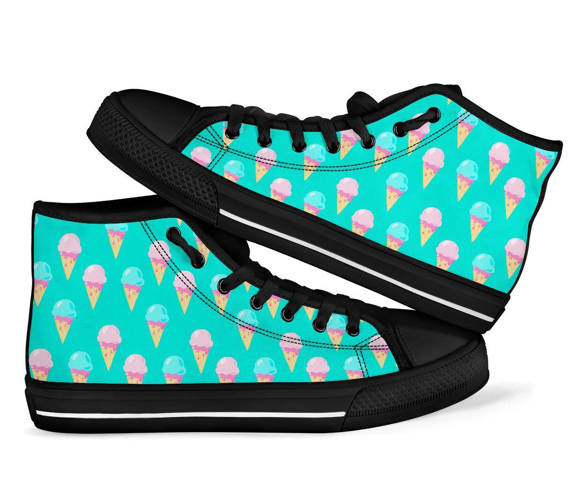 Ice Cream Cone Pastel Pattern Print Men Women's High Top Shoes-grizzshop