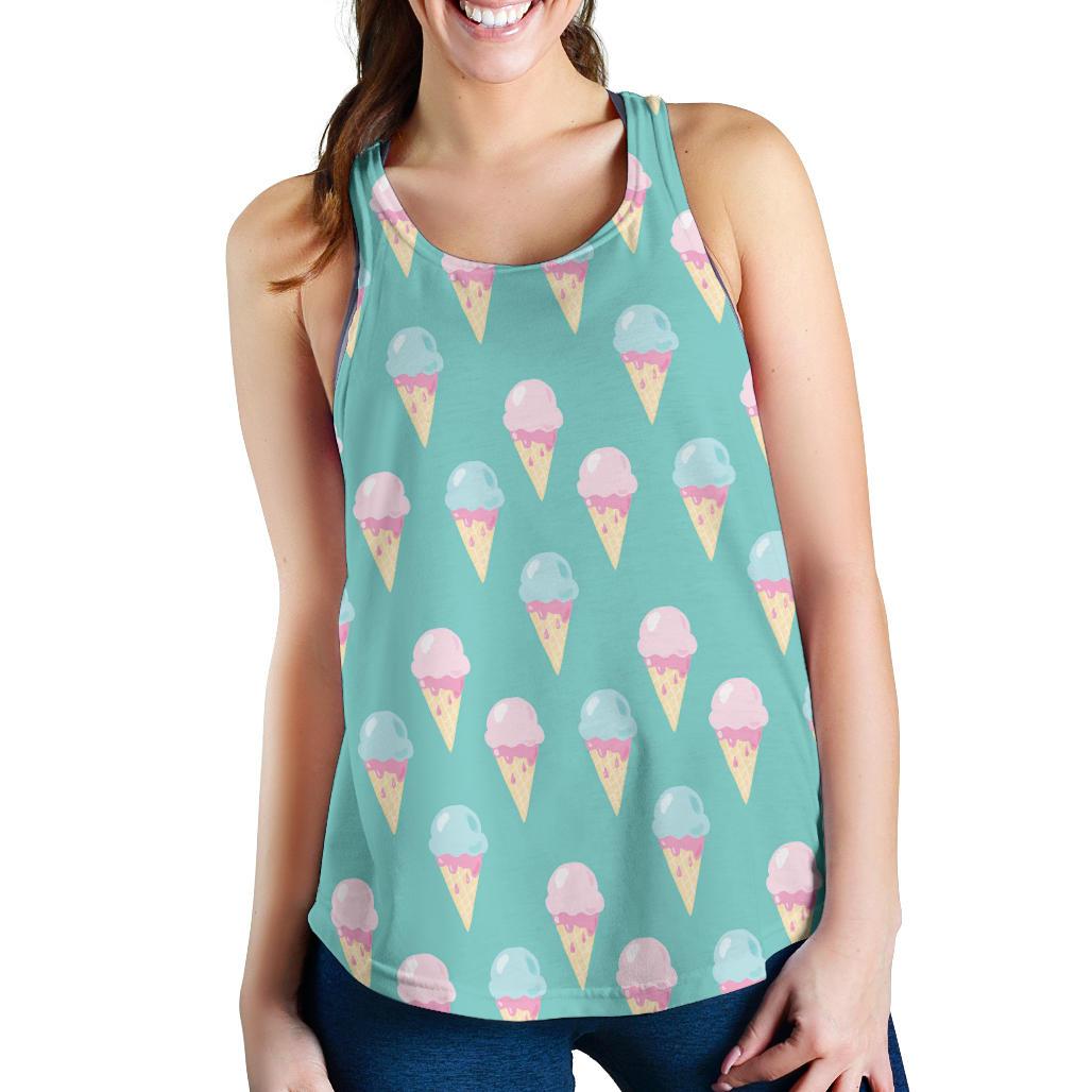 Ice Cream Cone Pastel Pattern Print Racerback Tank Tops-grizzshop