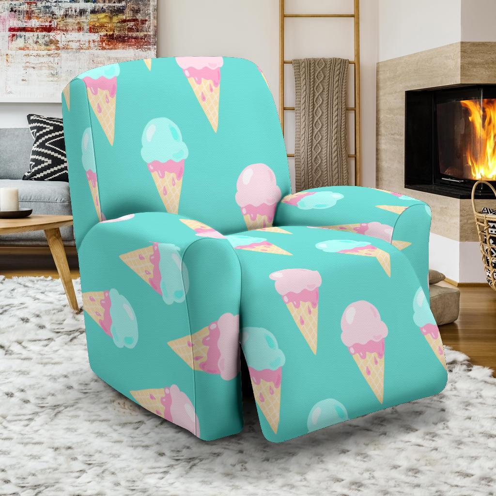 Ice Cream Cone Pastel Pattern Print Recliner Cover-grizzshop