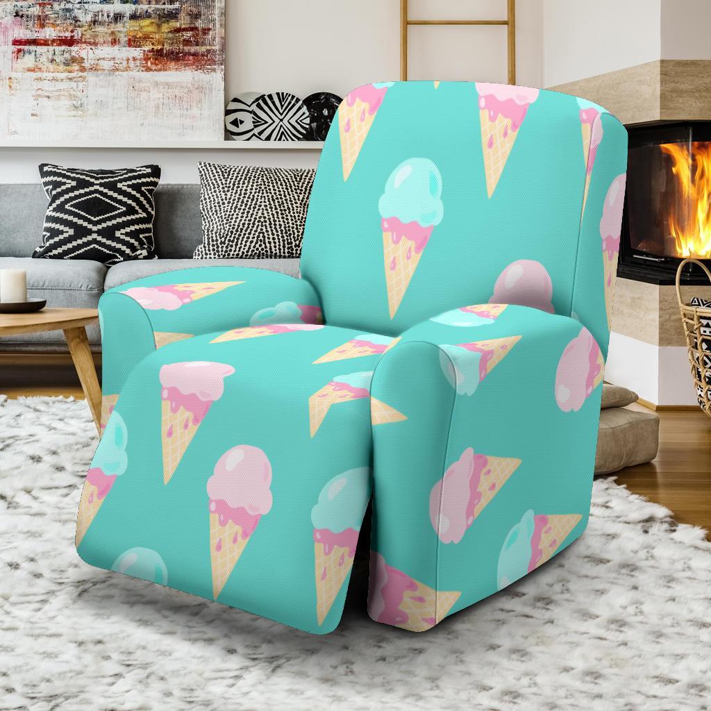 Ice Cream Cone Pastel Pattern Print Recliner Cover-grizzshop