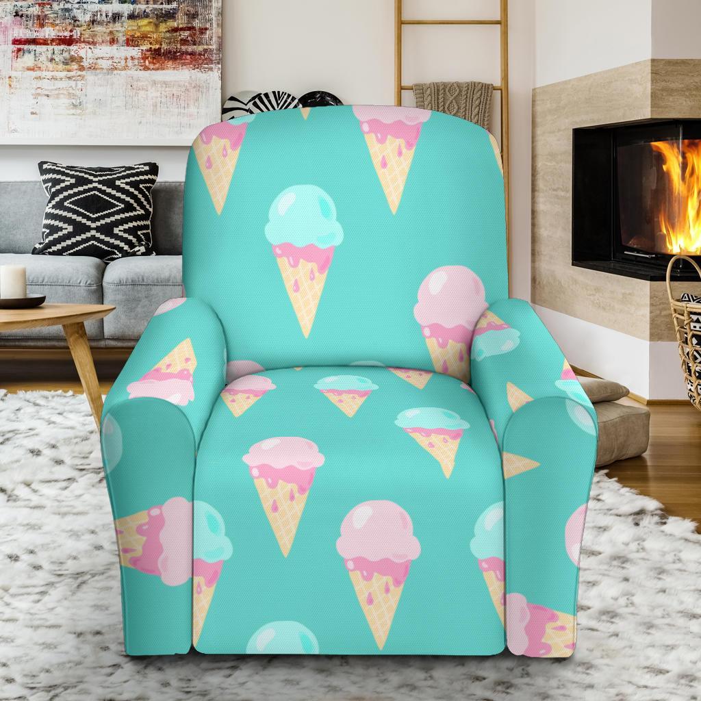 Ice Cream Cone Pastel Pattern Print Recliner Cover-grizzshop