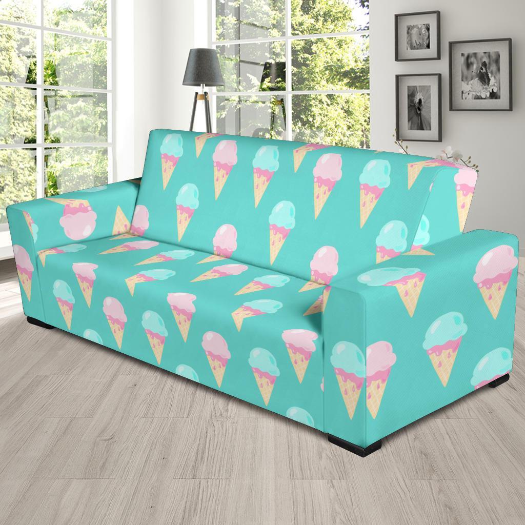 Ice Cream Cone Pastel Pattern Print Sofa Covers-grizzshop