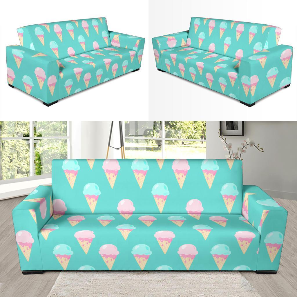 Ice Cream Cone Pastel Pattern Print Sofa Covers-grizzshop