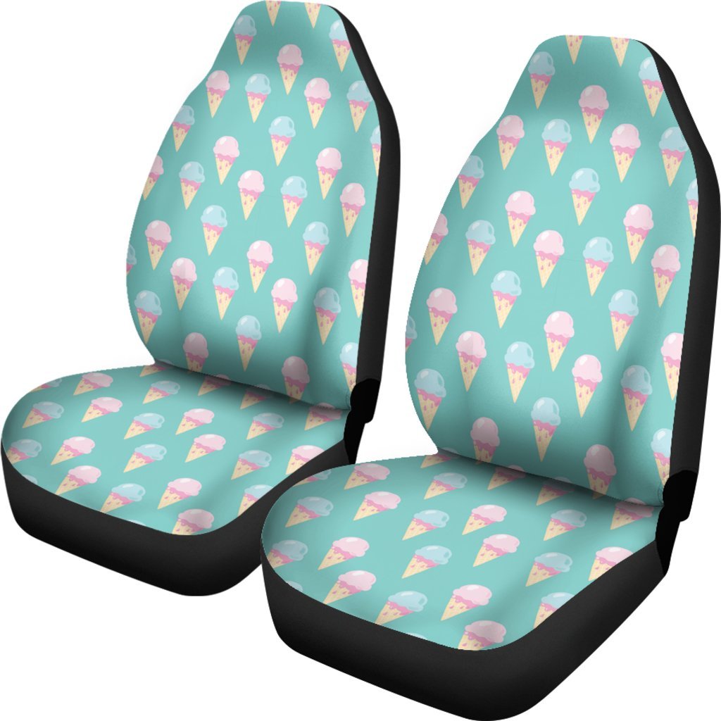 Ice Cream Cone Pastel Pattern Print Universal Fit Car Seat Cover-grizzshop