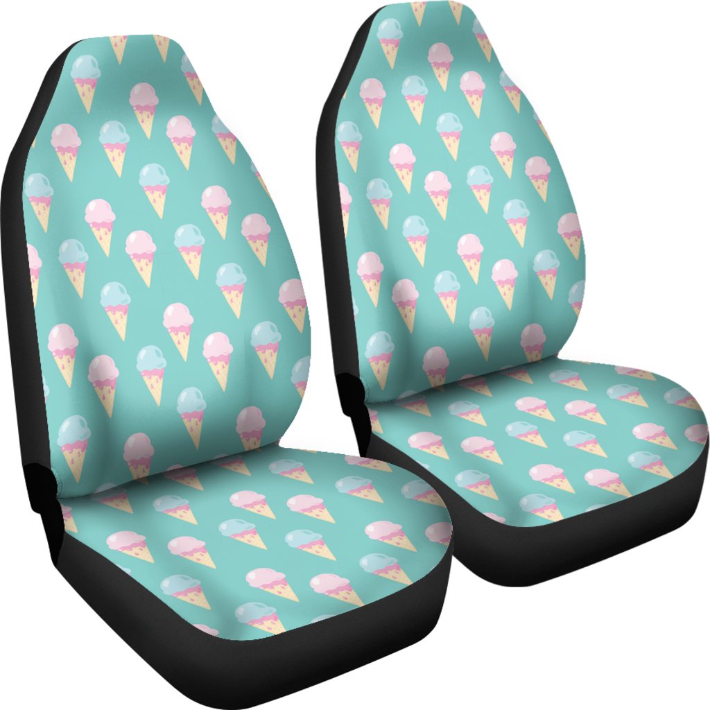 Ice Cream Cone Pastel Pattern Print Universal Fit Car Seat Cover-grizzshop