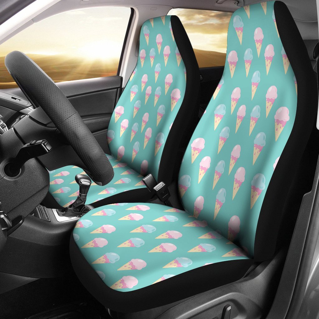 Ice Cream Cone Pastel Pattern Print Universal Fit Car Seat Cover-grizzshop