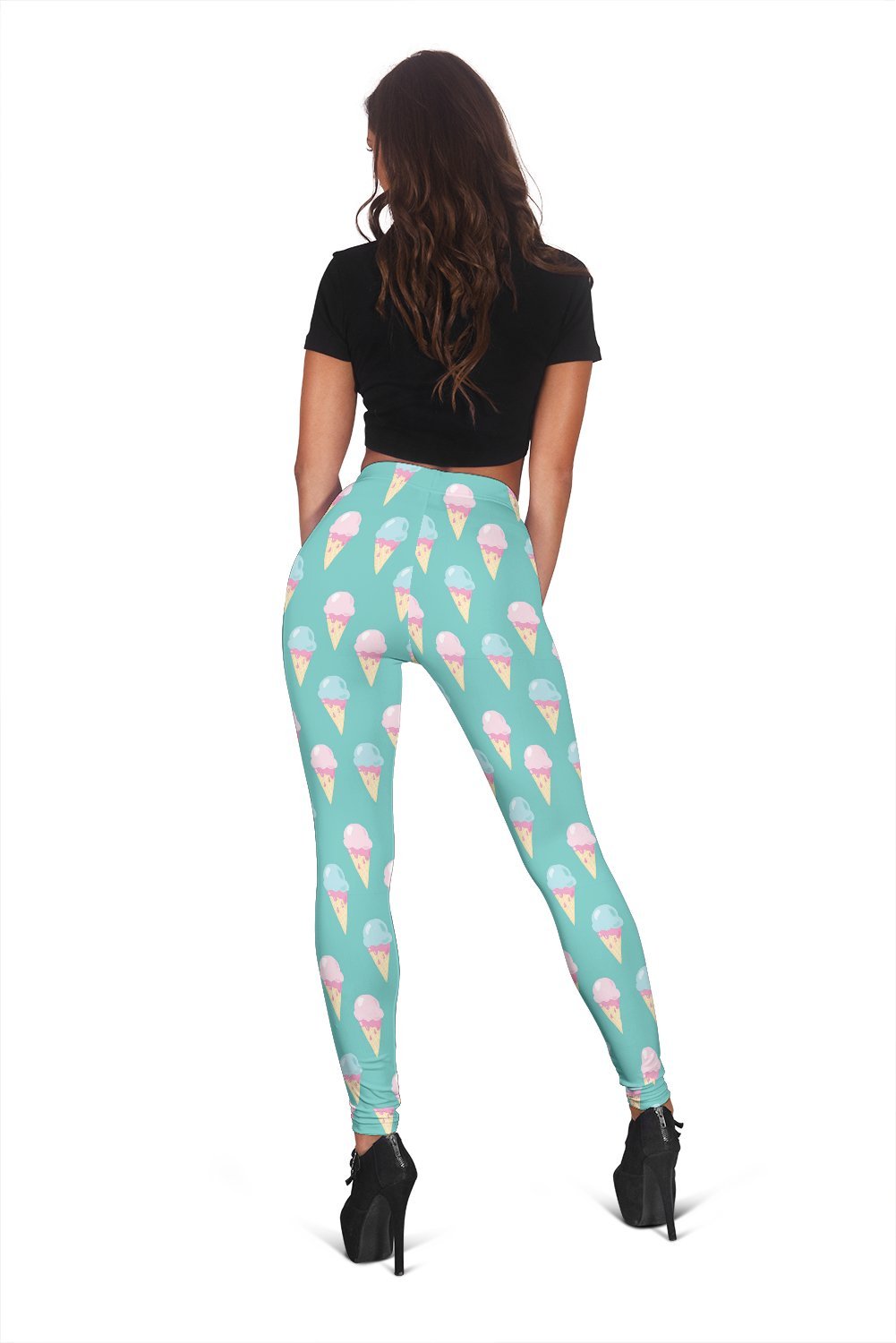 Ice Cream Cone Pastel Pattern Print Women Leggings-grizzshop