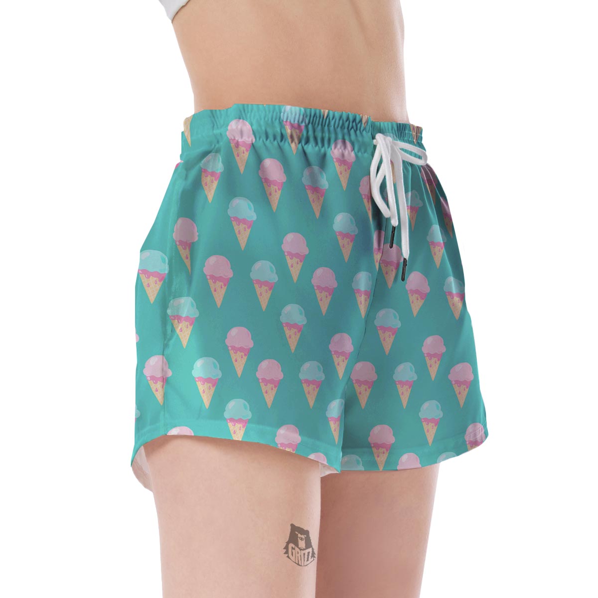 Ice Cream Cone Pastel Pattern Print Women's Shorts-grizzshop