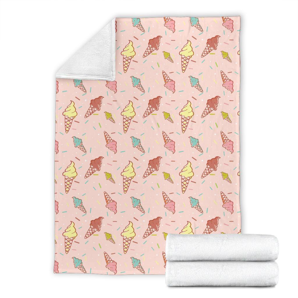 Ice Cream Cone Pattern Print Blanket-grizzshop