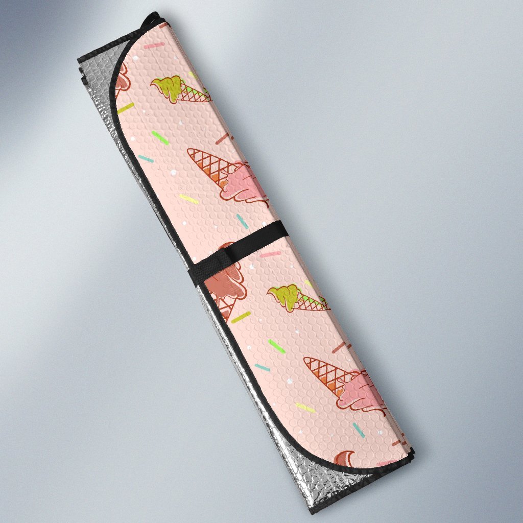 Ice Cream Cone Pattern Print Car Sun Shade-grizzshop