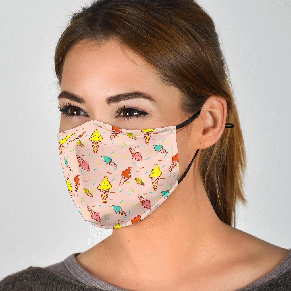 Ice Cream Cone Pattern Print Face Mask-grizzshop