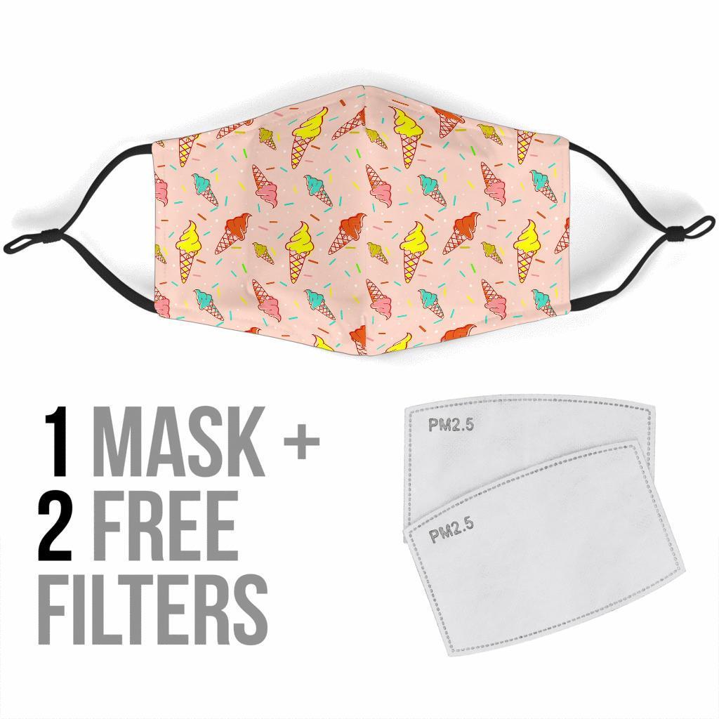 Ice Cream Cone Pattern Print Face Mask-grizzshop