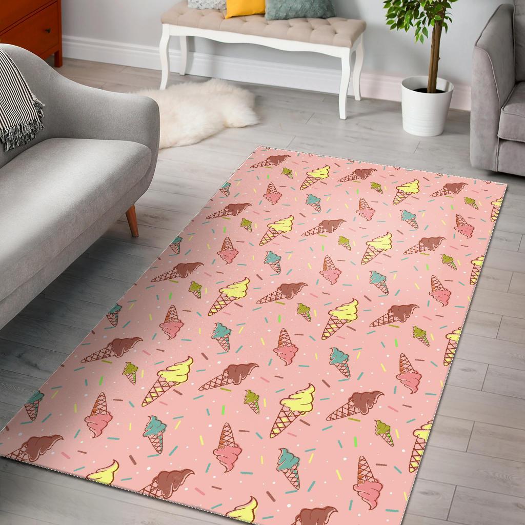 Ice Cream Cone Pattern Print Floor Mat-grizzshop