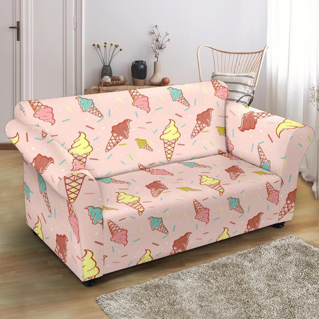 Ice Cream Cone Pattern Print Loveseat Cover-grizzshop