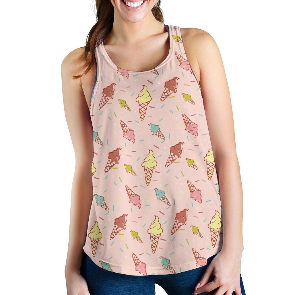 Ice Cream Cone Pattern Print Racerback Tank Tops-grizzshop