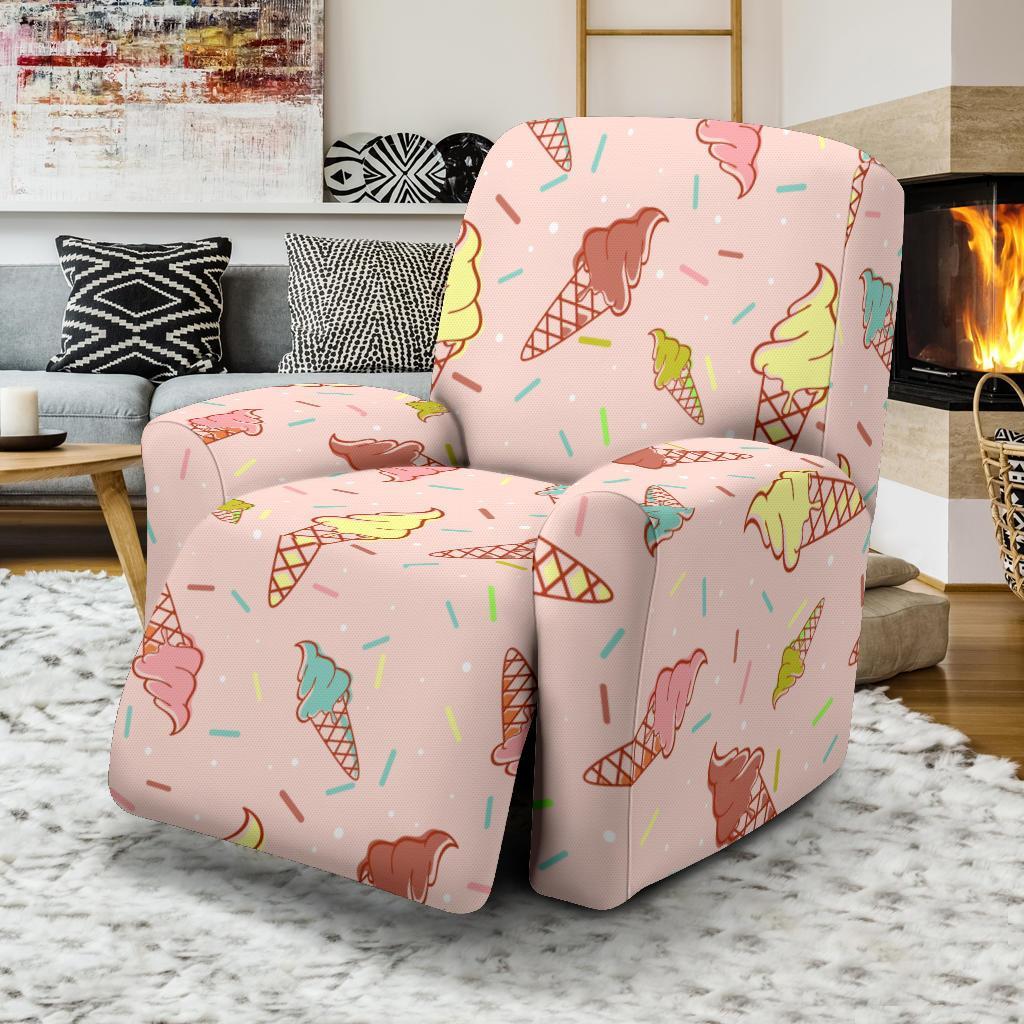 Ice Cream Cone Pattern Print Recliner Cover-grizzshop