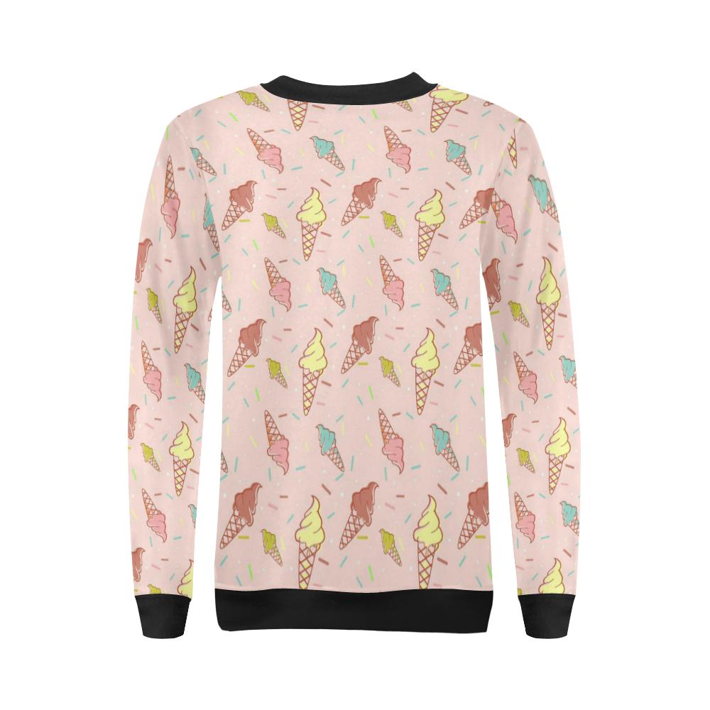 Ice Cream Cone Pattern Print Women Crewneck Sweatshirt-grizzshop