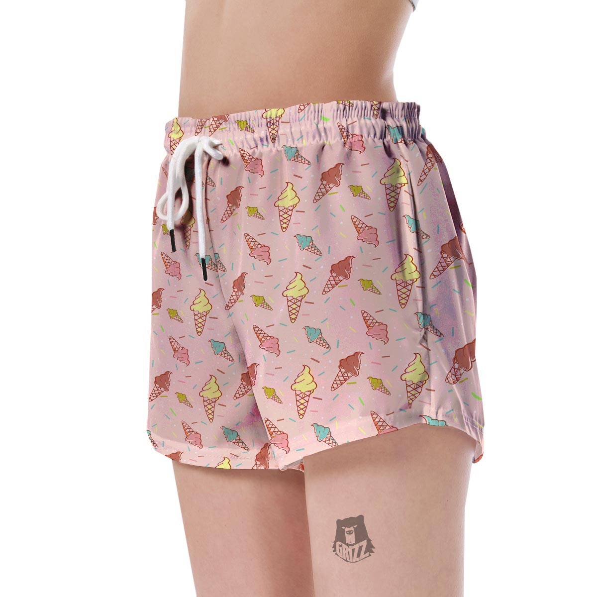 Ice Cream Cone Pattern Print Women's Shorts-grizzshop