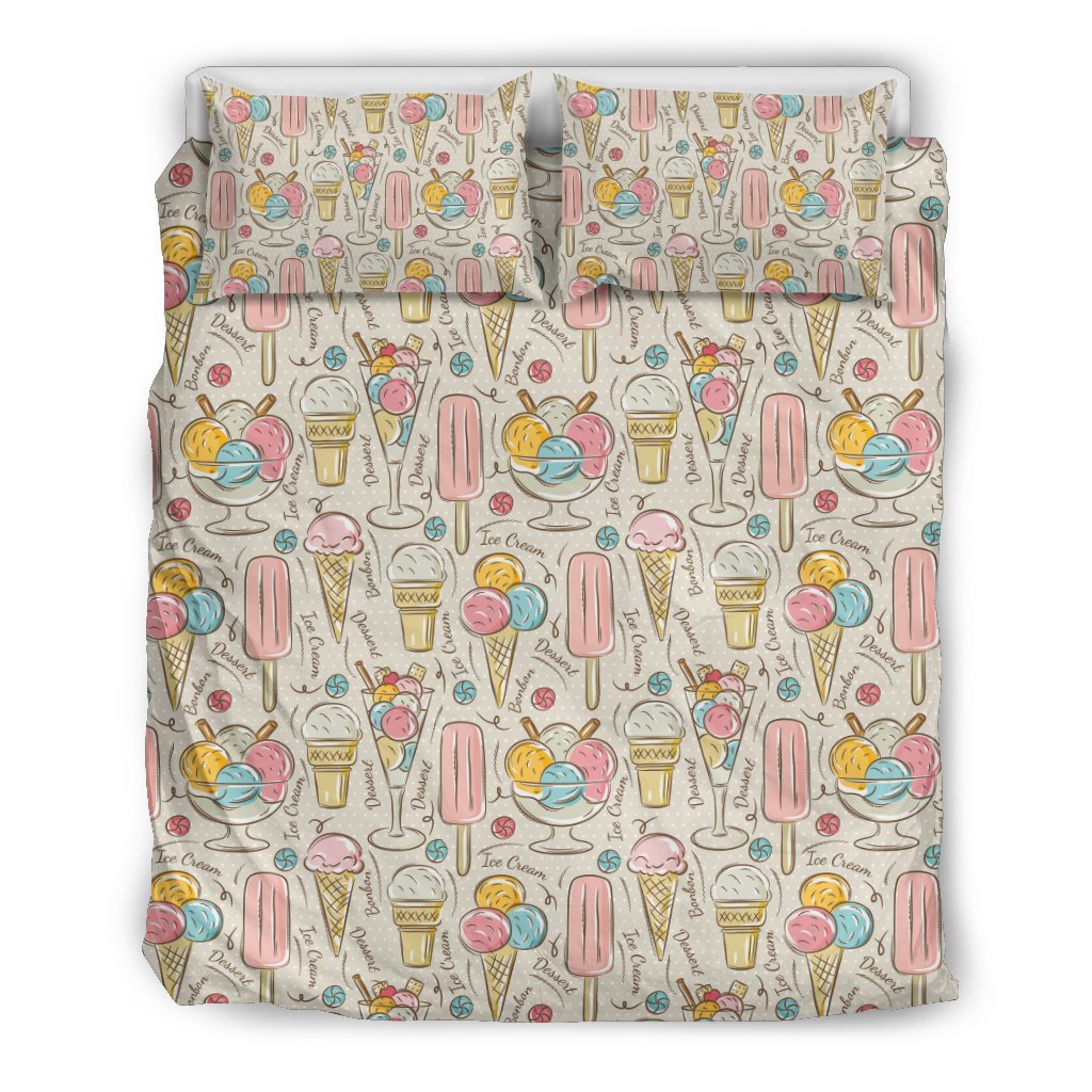 Ice Cream Cone Print Pattern Duvet Cover Bedding Set-grizzshop