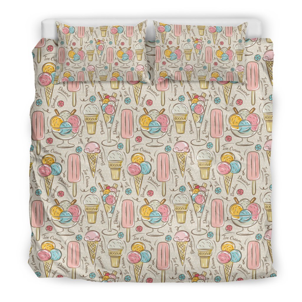 Ice Cream Cone Print Pattern Duvet Cover Bedding Set-grizzshop