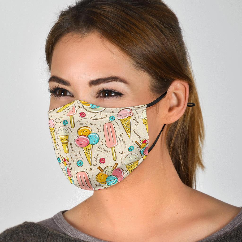 Ice Cream Cone Print Pattern Face Mask-grizzshop