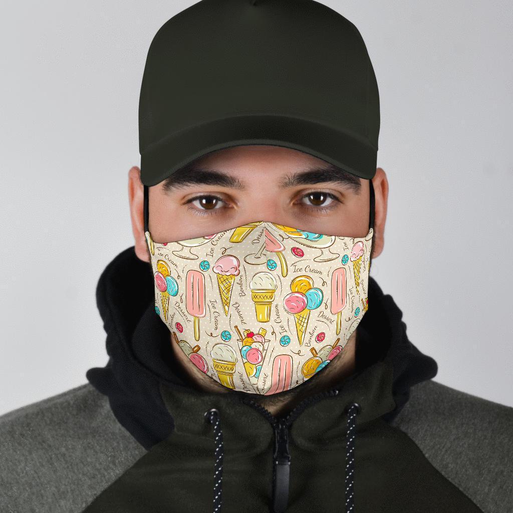 Ice Cream Cone Print Pattern Face Mask-grizzshop