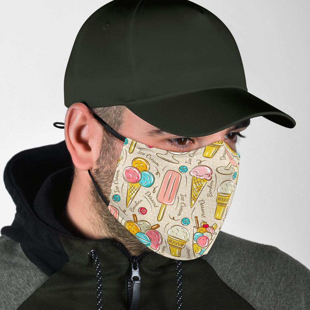 Ice Cream Cone Print Pattern Face Mask-grizzshop