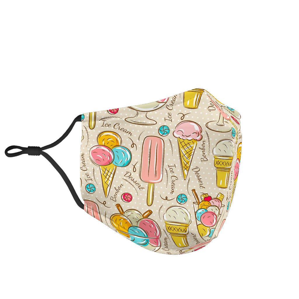 Ice Cream Cone Print Pattern Face Mask-grizzshop