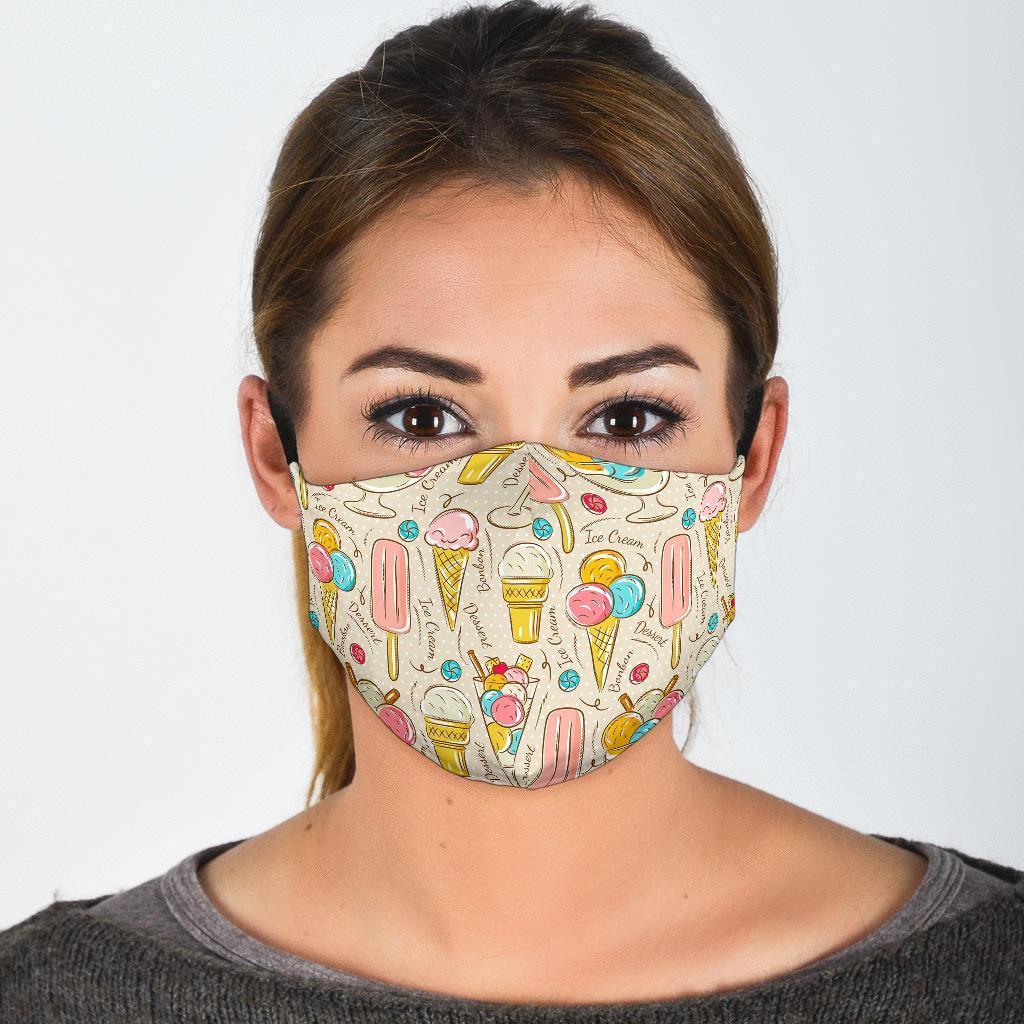 Ice Cream Cone Print Pattern Face Mask-grizzshop