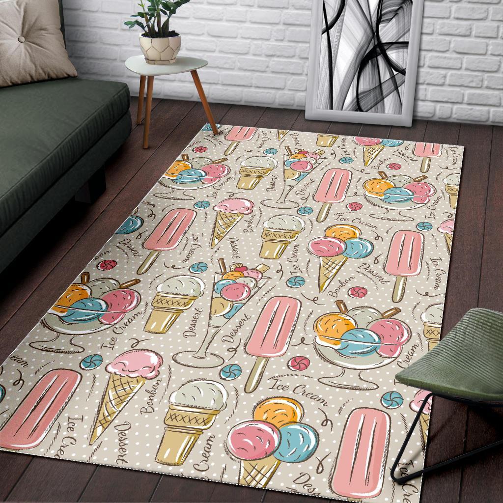 Ice Cream Cone Print Pattern Floor Mat-grizzshop