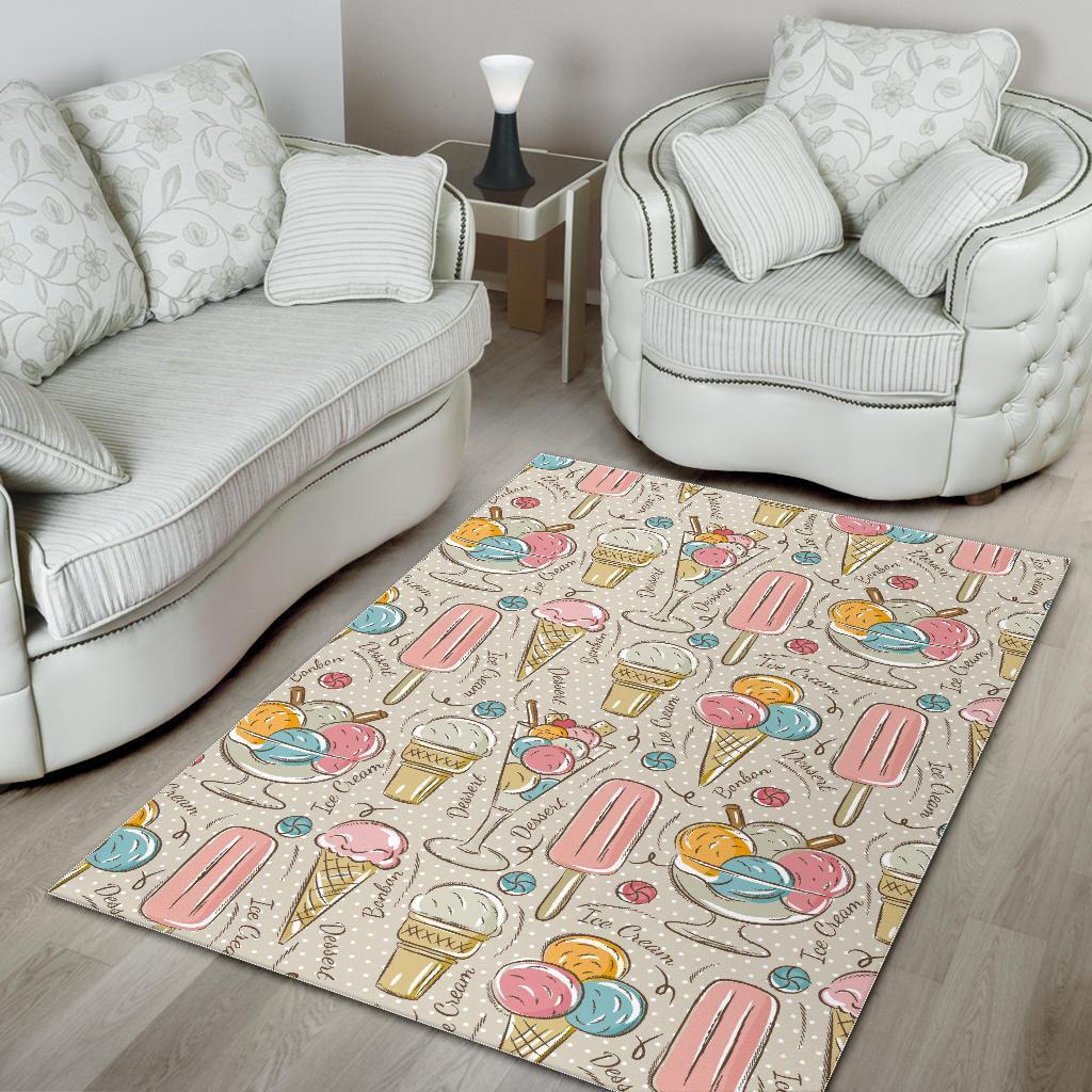 Ice Cream Cone Print Pattern Floor Mat-grizzshop