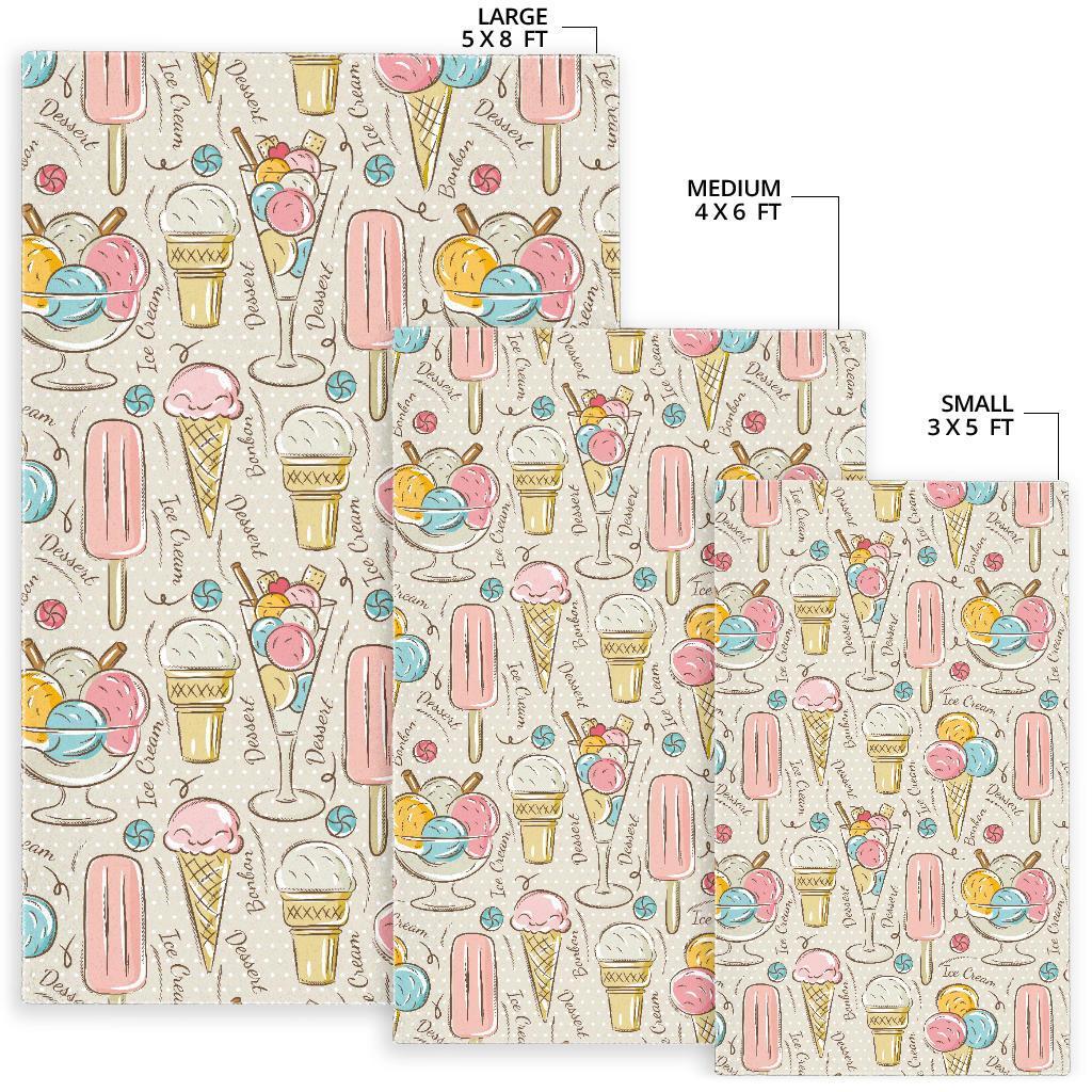 Ice Cream Cone Print Pattern Floor Mat-grizzshop